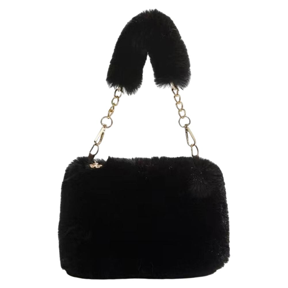 Women Faux Fur Tote Bag Casual Fuzzy Crossbody Bag Versatile Furry Satchel Bag Soft Cute Fall Winter Female Purse
