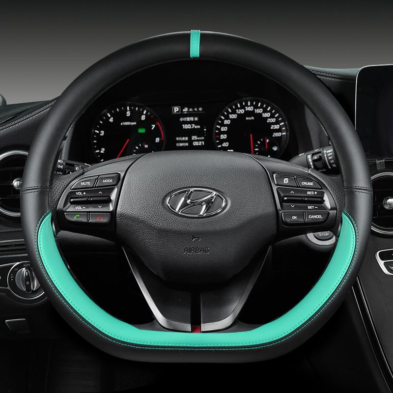 

Для Ioniq 5 2016 2017 2018 Автомобильный чехол на руль D-образной формы из ПУ-кожи Автоаксессуары интерьер зелёный