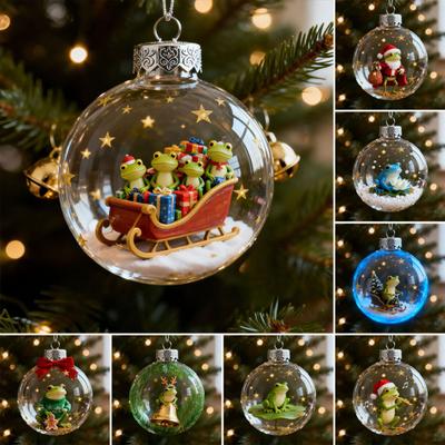 Christmas Frog Ornament 2D Flat Acrylic Pendant Wildlife Tree Decor Festive Room