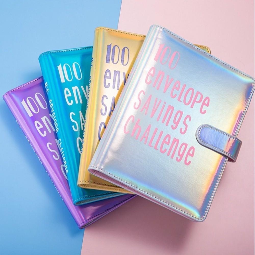 Dazzling Colors Challenge Budget Binder PU Leather Savings Challenge Notepad  New Year