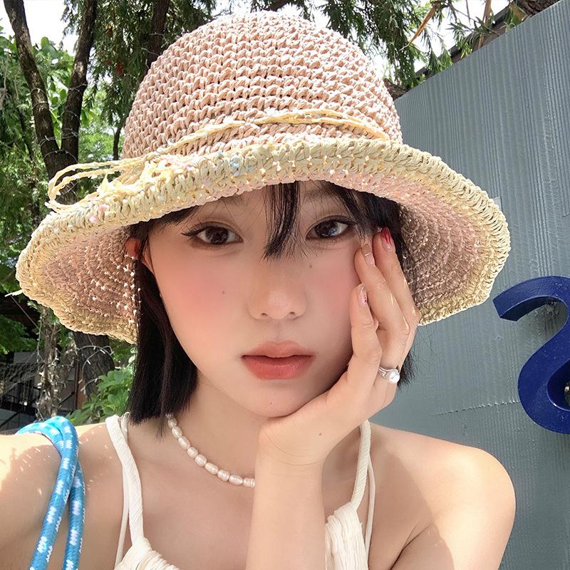Unisex Summer Fashionable Straw Hat With Bow And Casual Style For Beach Days