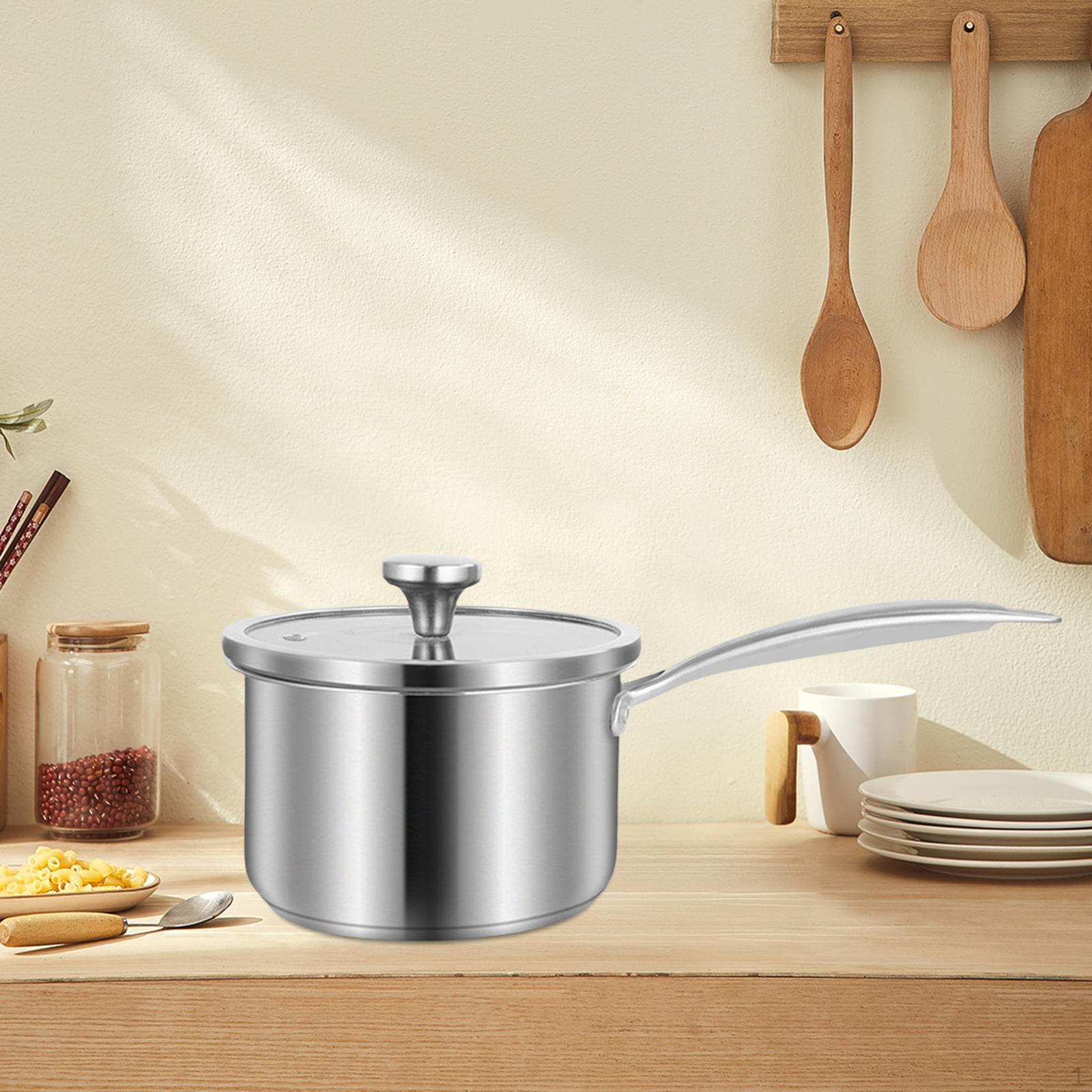 

10cm Small Pot ,Cookware Sets ,Kitchenware Universal Milk Pan with Lid ,Soup Pot, Long Handle Sauce Style A