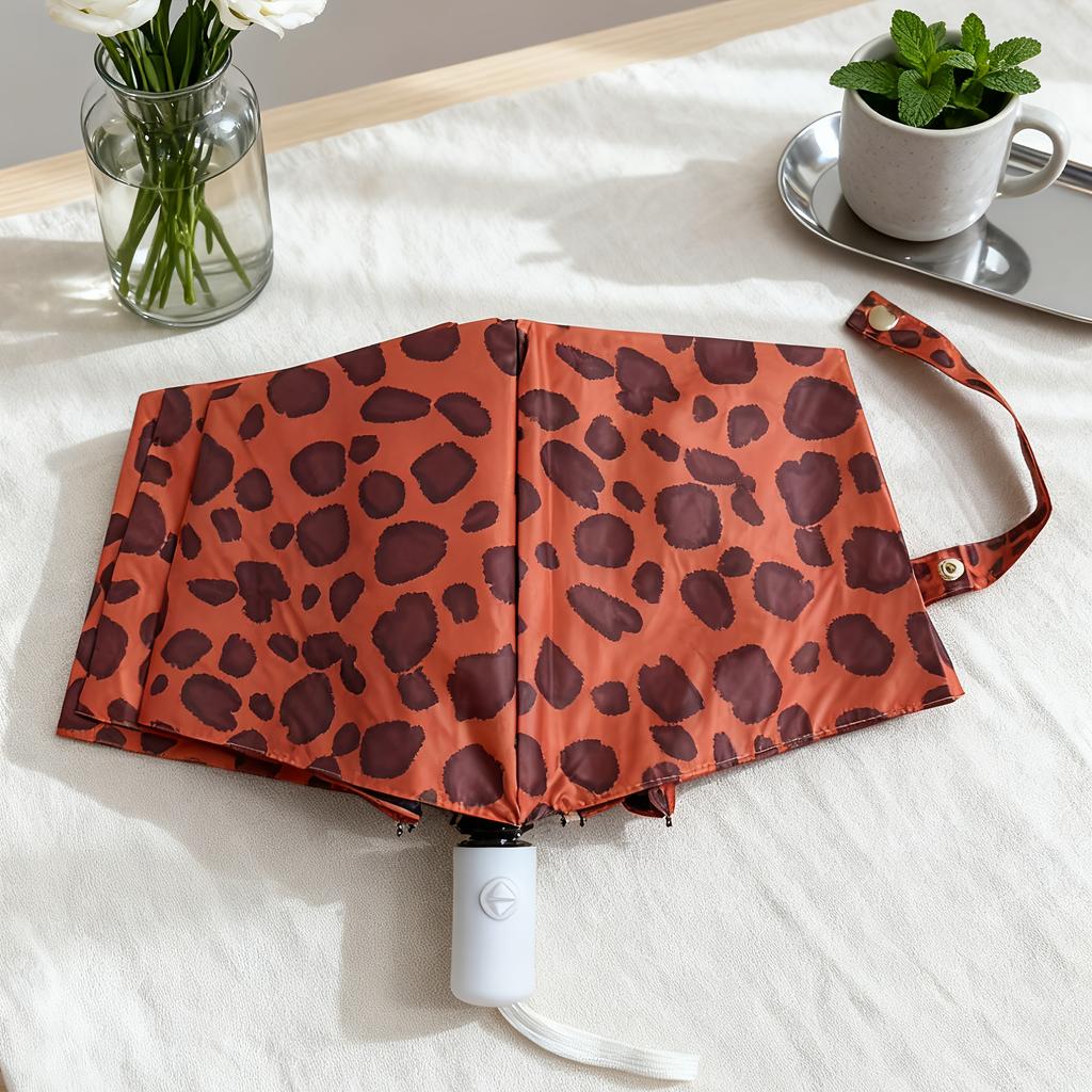 Unique Leopard Print Automatic or Manual Umbrella with Sexy Style - Resistant, Windproof, Foldable Design, with 8 Ribs and Durable Handle