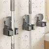 Suction Cup Mop Broom Holder Wall Mounted No Punching Bathroom Organizer With Anti-Slip Silicone Clamp