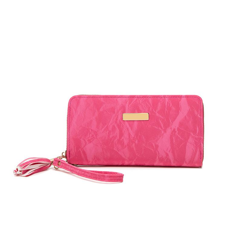 Spring and summer new simple multi-card position hand-held women's bag, fringed zipper, long wallet, and a wallet.