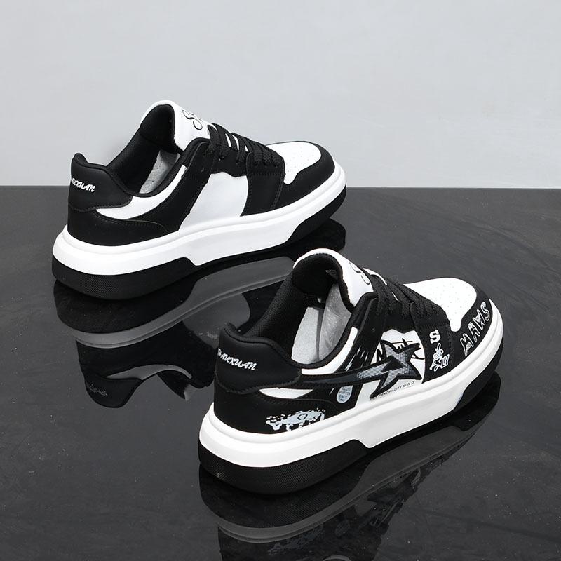 Leather spring new dad shoes youth height increase thick sole breathable casual