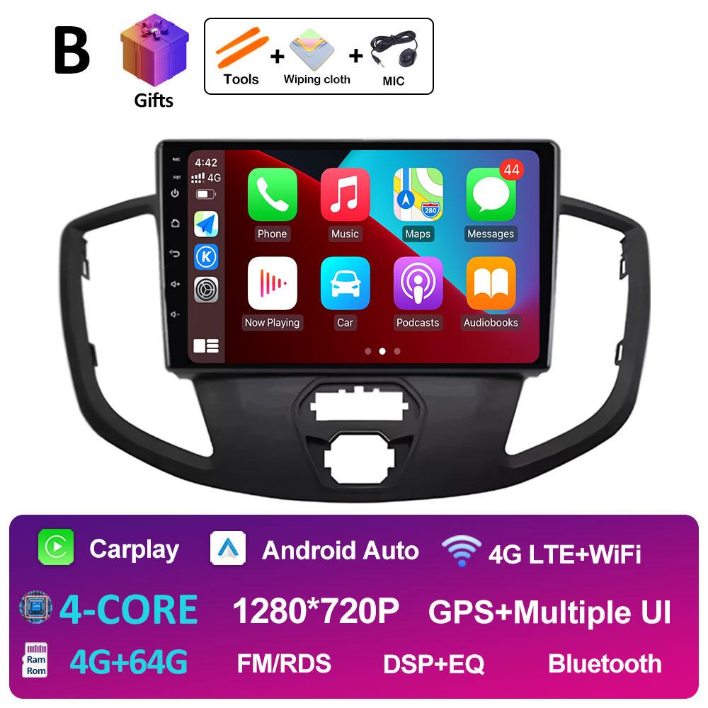 Android 14 Wireless Carplay For Ford Transit 2015 2016 2017 2018 Navigation GPS Cooling Fan Autoradio Car Multimedia Player WIFI