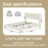 Modern bed, comfortable and soft headboard, 160*200CM, beige, multifunctional bedroom furniture, box bed frame does not include gas rod or mattress.
