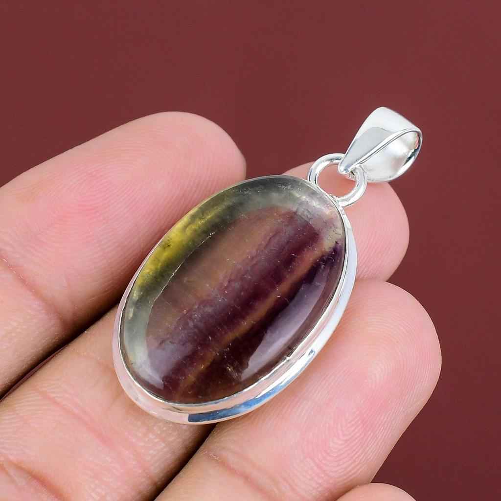 Multi Fluorite Pendant Gemstone Jewelry Elegant Pendant 925 Sterling Silver Pendant Unique Multi Fluorite Jewelry Handmade Pendant For Gifts