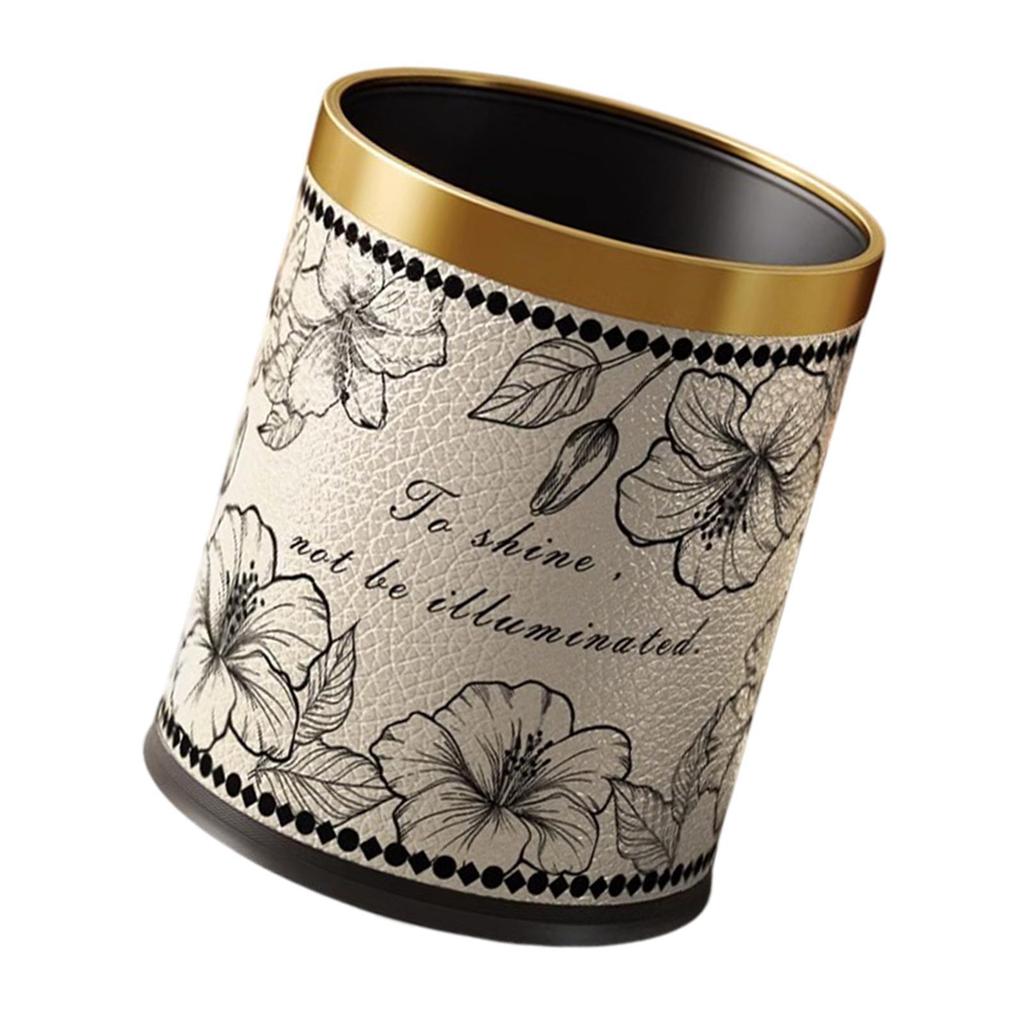 Round Trash Can French vintage Garbage for Bedroom Kitchen Bathroom Office Living Room Dorm Laundry Room Indoor