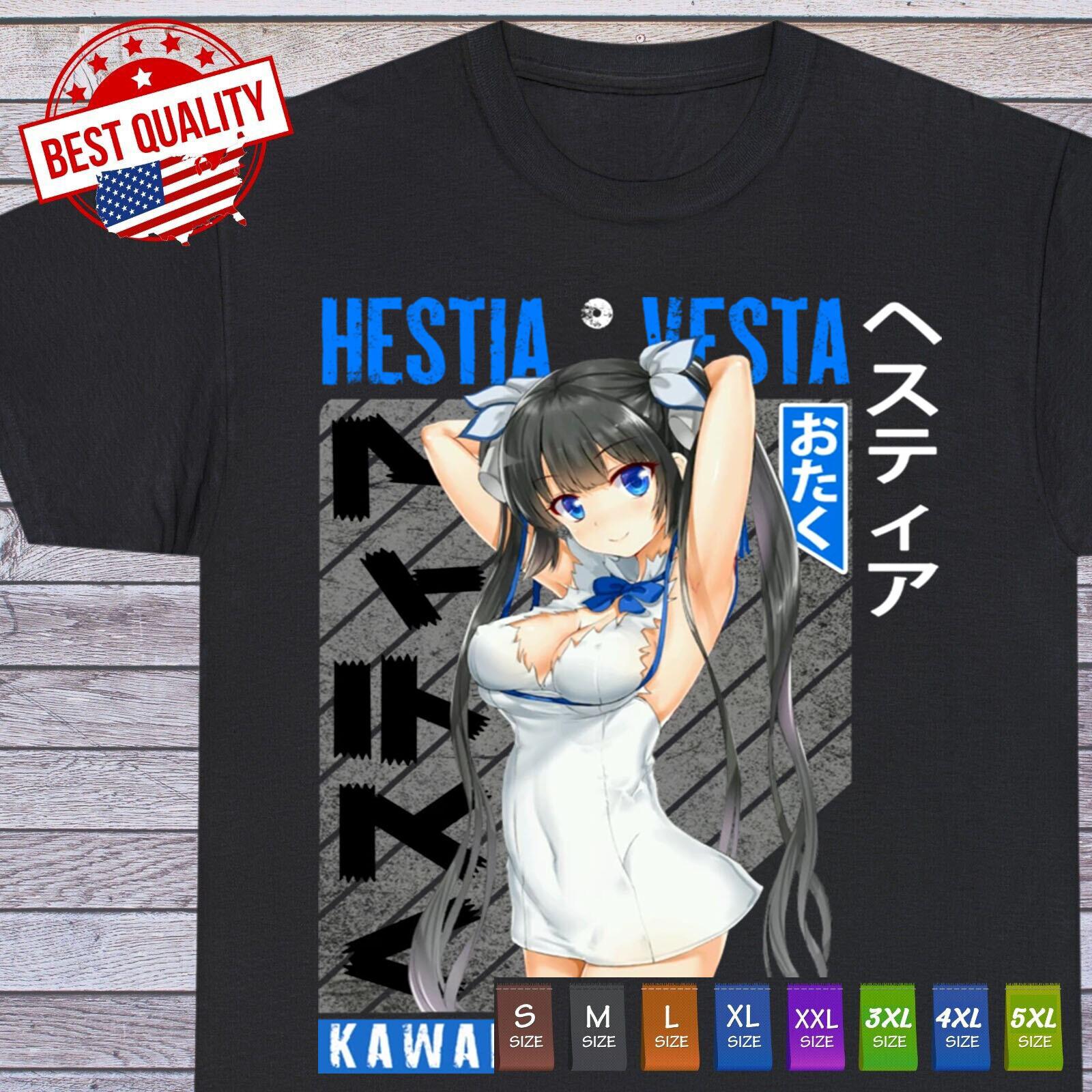Hestia T-shirt The DanMachi Cute Anime Sexy Waifu Shirt Gothic Lewd Otaku XXL