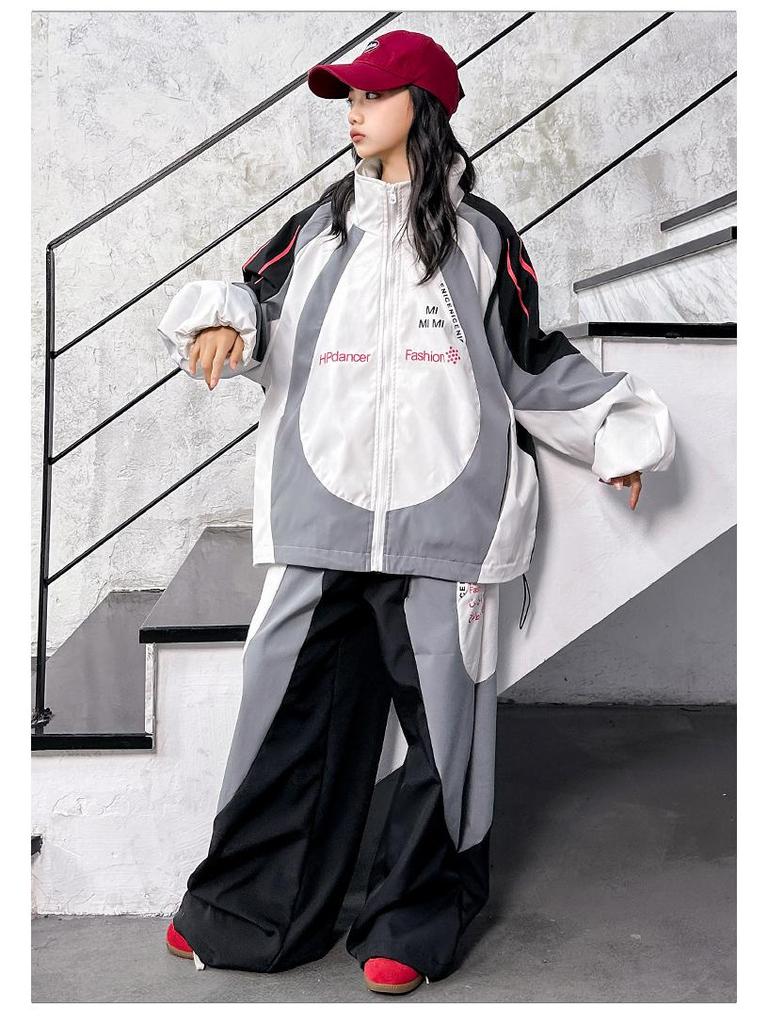 Hip-Hop Performance Outfit für Kinder - Herbst/Winter Sportset, Coole Street Dance Uniform für Jungen & Mädchen