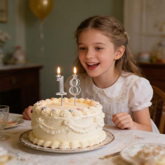 10 stycken Återanvändbar Siffra Födelsedagsljus Hållare Set 0-9 Numrerade Tårtdekorationer Metall Silver Digital Ljus Hållare för Födelsedagstårtor Jubileum