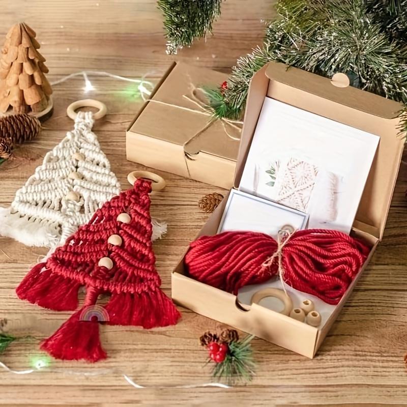 3pcs Woven Hand-Woven Cotton Rope Tapestry Christmas Tree Hanging DIY Kit Christmas Craft Gift Kit Very Suitable For Family Friends Holiday Gift