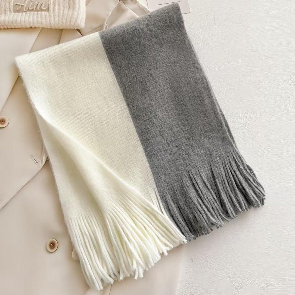 Windproof Long Wool Tassel Scarf Thickened Winter Neckerchief Elegant Women Cashmere Scarf  Student