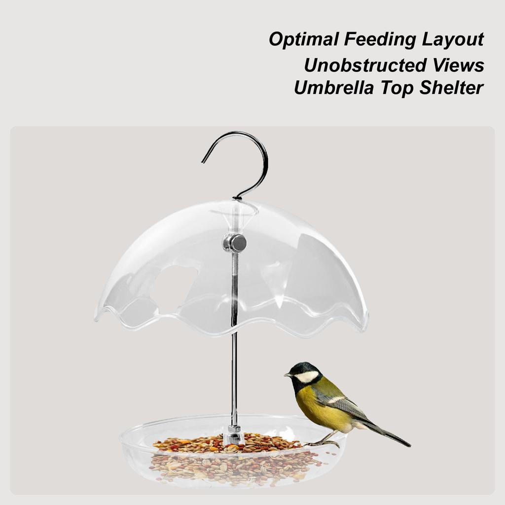 Rainproof Hanging Bird Feeder, Outdoor Transparent Umbrella-shaped Bird Feeder, Transparent Open Wild Bird Feeding Platforms