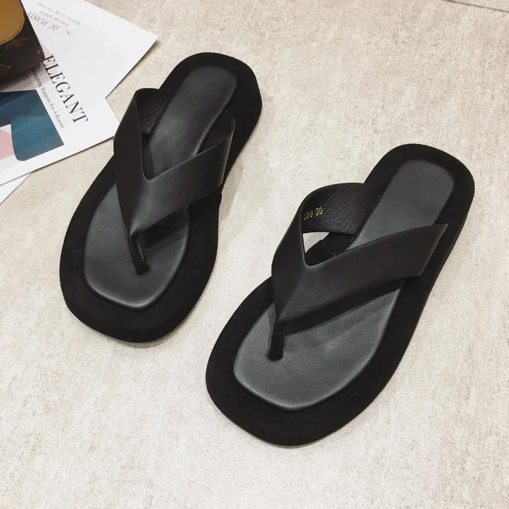 DRESS Women Sandals Slipper 2026 Summer New Fashionable Clip Thick Soled Flip Flops for Outdoor Beach Shoes Woman Shoe Black