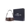 Coach Andrea 21 Metallic Logo Signature Jacquard Trimmed Leather Handbag Women handbags Brown CU985-SVS8S