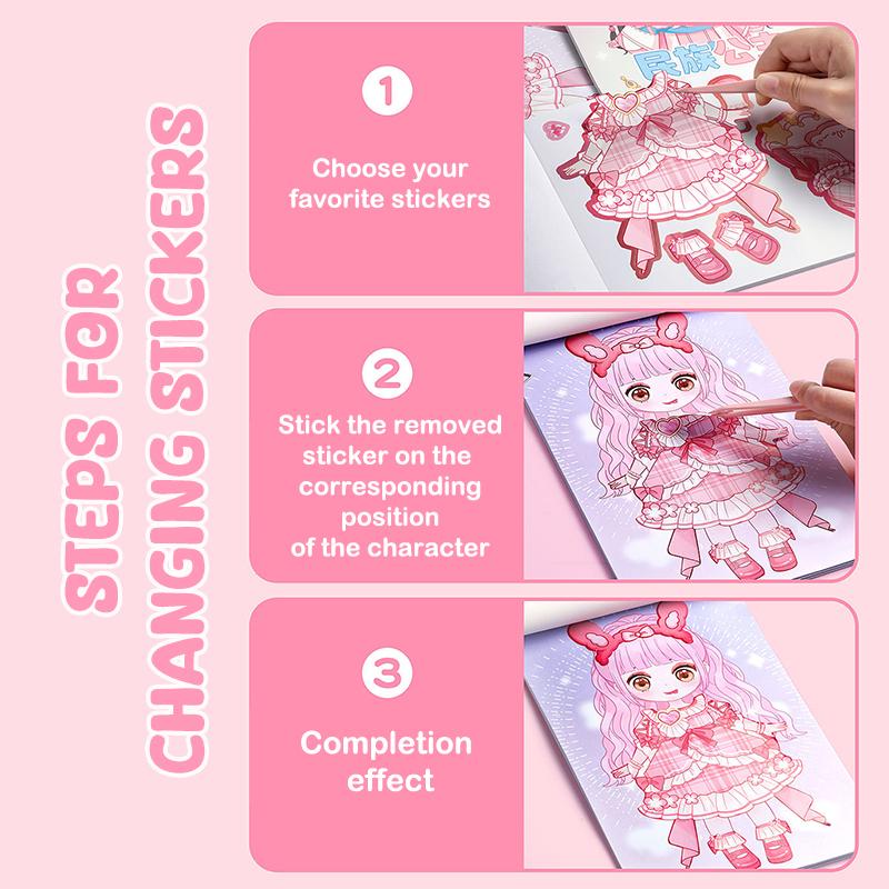 Princess Dress Up Sticker Book Diy Girly Wardrobe Sticker Sheets For Girls Party Favor Gifts Handbooks Waterproof Stickers