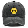 Golden Cat Paw Print Snapback Sun Hat, Mesh Hat Cozy Leisure Casual Breathable Adjustable Baseball Cap