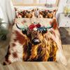 Hochlandkuh Bettbezug King-Größe Queen-Größe Westliches Bauernhoftier Steppdeckebezug Feine Mikrofaser Stier Rindvieh Floral Bettwäsche-Set