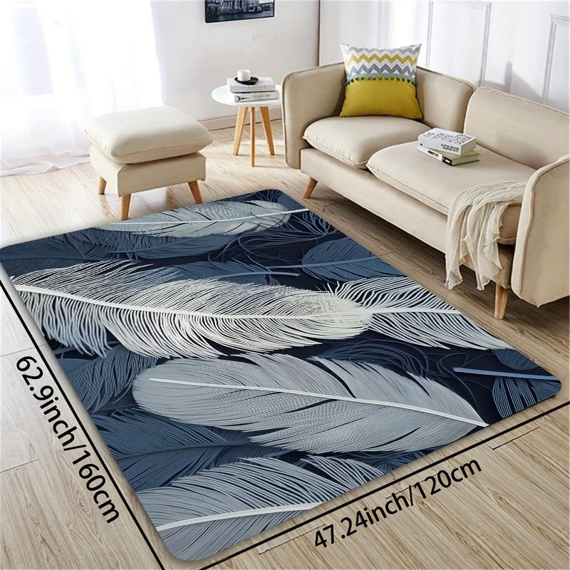 1 Buc Covorașe de Bucătărie Anti-Oboseală, Luxos cu Imprimeu Pene, Impermeabil, Anti-Alunecare, Gros, Căptușit, Covoraș de Bucătărie Confortabil pentru Stat în Picioare, pentru Utilizare Intensivă