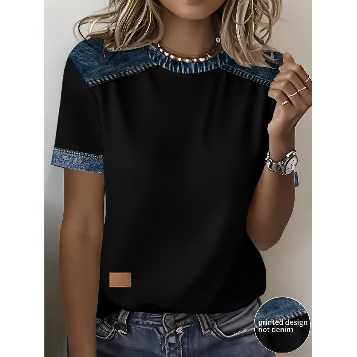 2026 Summer New Women s Casual Top Fashionable Elegant Short-Sleeve T-Shirt S чёрный