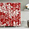 Red White Floral Shower Curtain Bathroom Decor Luxury Bathtub Curtains For Home, Hotel Or Spa Printed Fabric Water Repellent Bat