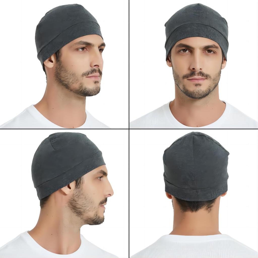 Confezione da 2 berretti Headshion leggeri 100% cotone, cappelli per dormire, berretti con ricamo 3D a teschio per uomo e donna, fodera traspirante per casco