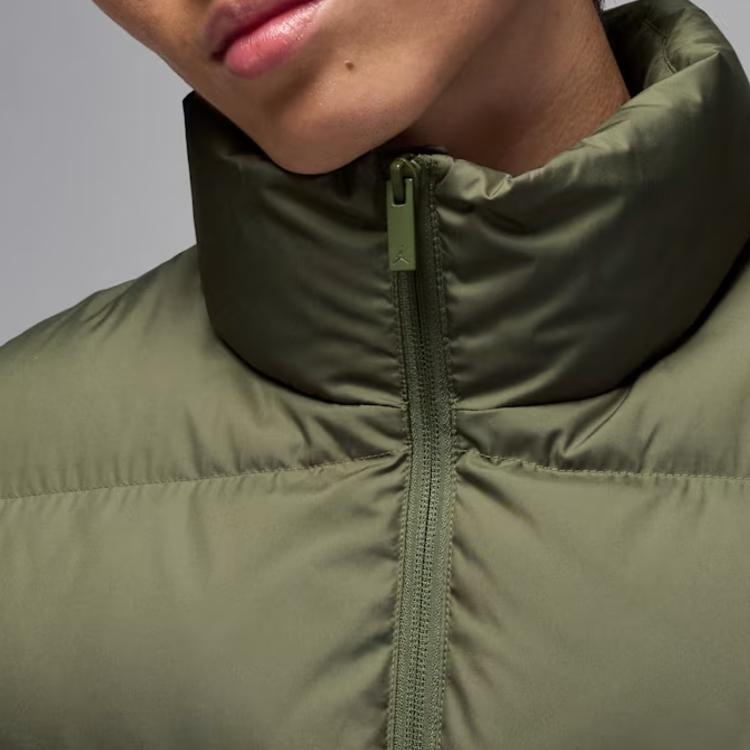 Jordan Flight Stand Collar Comfortable Warm Windproof Waterproof Solid Color Down Vest Men Vests Dark-Olive Black IF4261-222