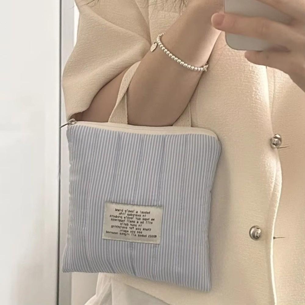 Modische Gestreifte Handytasche Baumwolle Kleine Hygieneartikel-Handtasche Handheld-Stil Toilettenbeutel Damen
