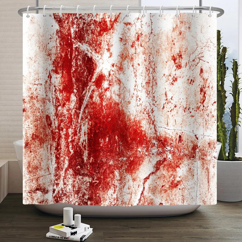 Halloween Shower Curtain Horror Night Bloody Hands Spooky Zombie Skull Scary Halloween Waterproof Bath Bathroom Shower Curtain