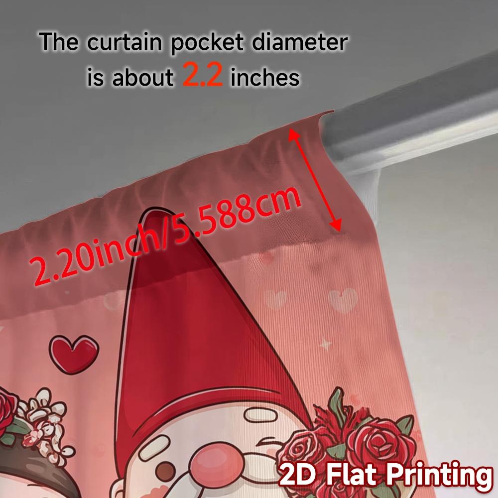 2D Flat Printing  JIT 2pcs   Curtains (Without Rod) Gnome Love Fashionable Popular Curtains Versatile Durable Polyester Curtains