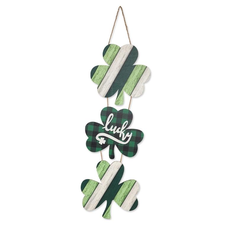 Irish Festival Decoration Wood Shamrock Door Sign Hanging Ornament for Front Door Mantels Tree Holiday Party Decoration