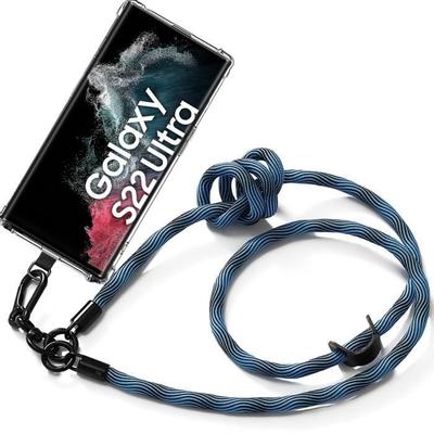 Coque - BOOLING - pour Samsung Galaxy S22 Ultra - Protection Antichoc - Cordon Détachable - Silicone Bleu