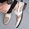 Fashion Breathable Cool Summer Mesh Leather Slip On Shoes Men Business Casual Soft Light Lazy Shoes Men Slip-On Hollow Out Loafers Shoes