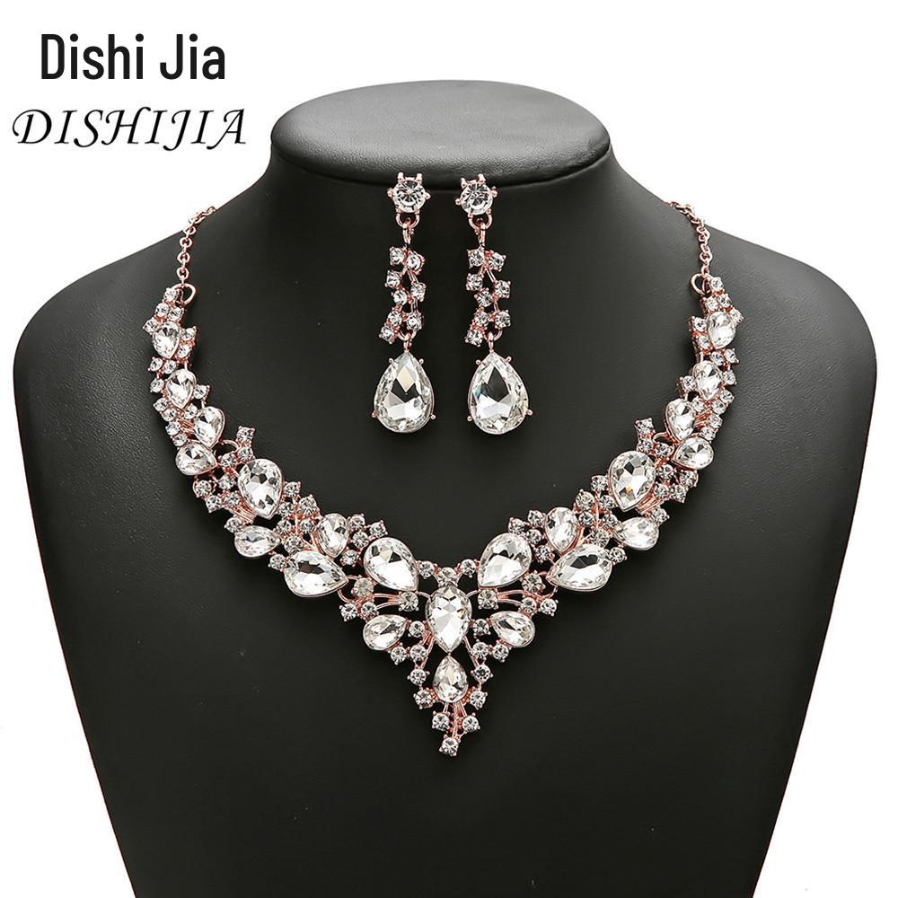 European & American Teardrop Women's Necklace & Earring Set - Bridal, Wedding, Evening Dress Jewelry