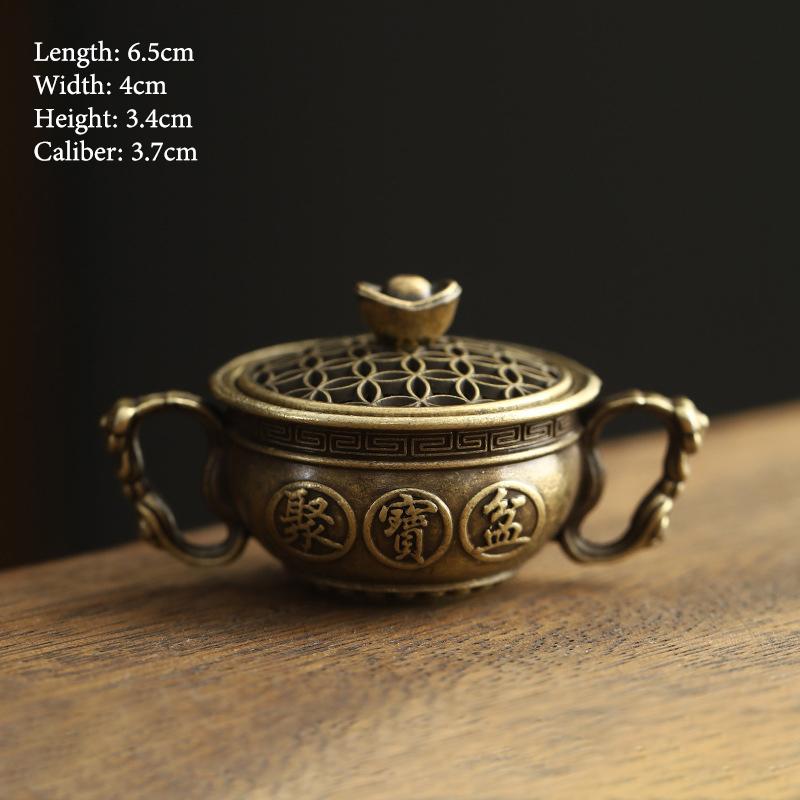 Vintage Alloy Incense Burner Stick Holder Three Legged Hollow Out Mini Sandalwood Censer Incense Burner Home Decoration