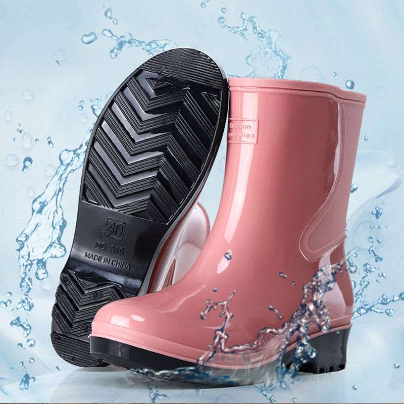 Four Seasons Rain Shoes Women's Short Thermal Rain Boots Adult Velvet Cotton Waterproof Shoes Non-slip Work Rubber Shoe Cover Water Boots Winter