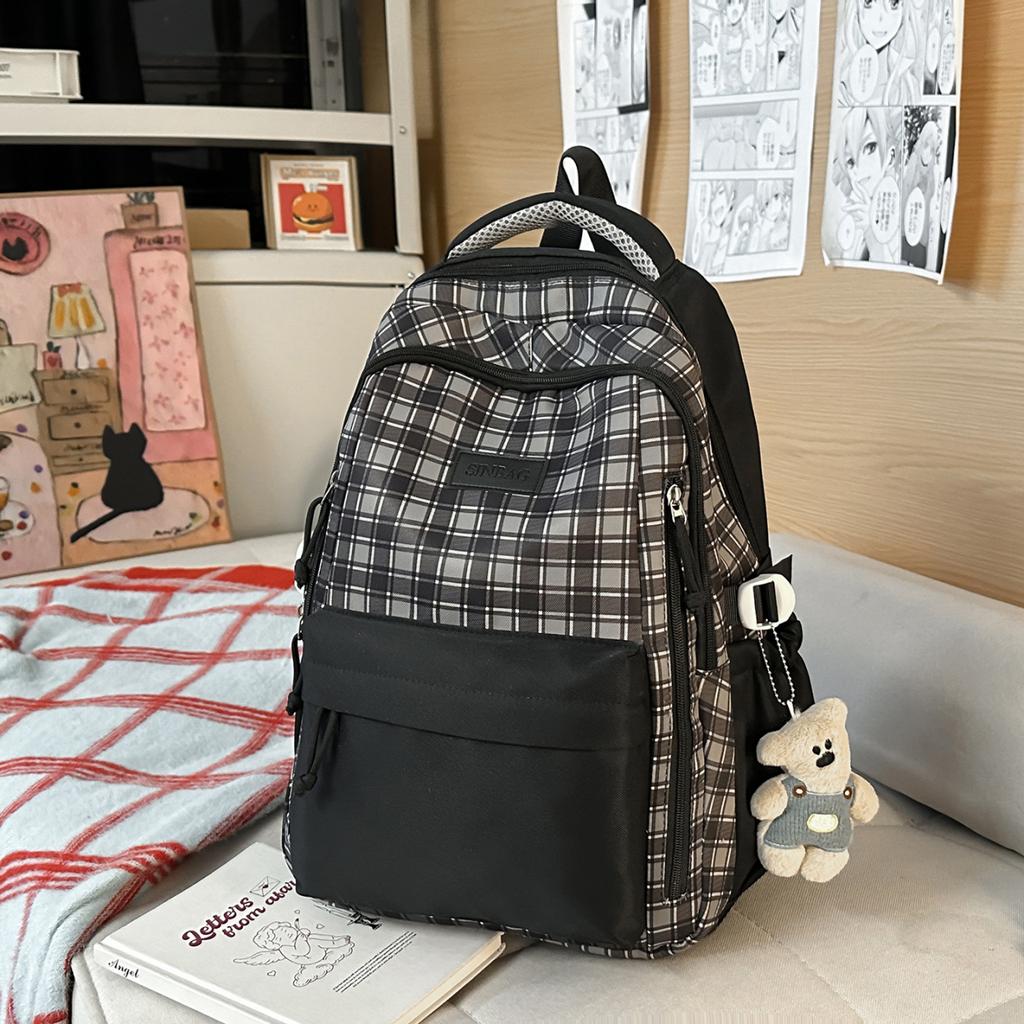 Schoolbag Japanese Niche Schoolbag Plaid Versatile Girl College Style Backpack Junior High School Student Sweet High-value Backpack