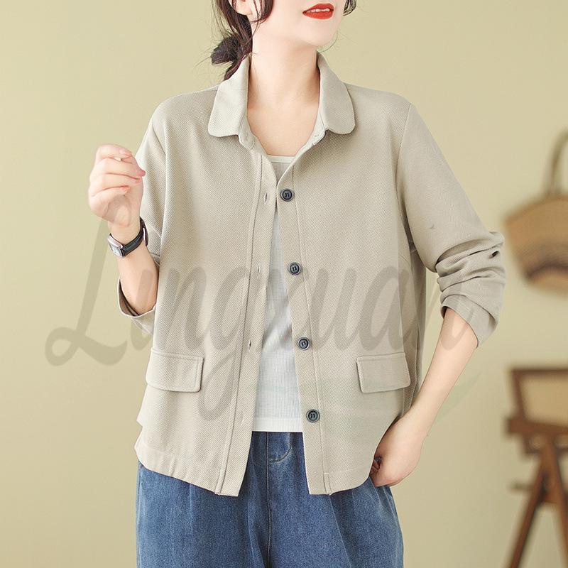Women s Autumn Cotton Retro Loose Jacket XL хаки
