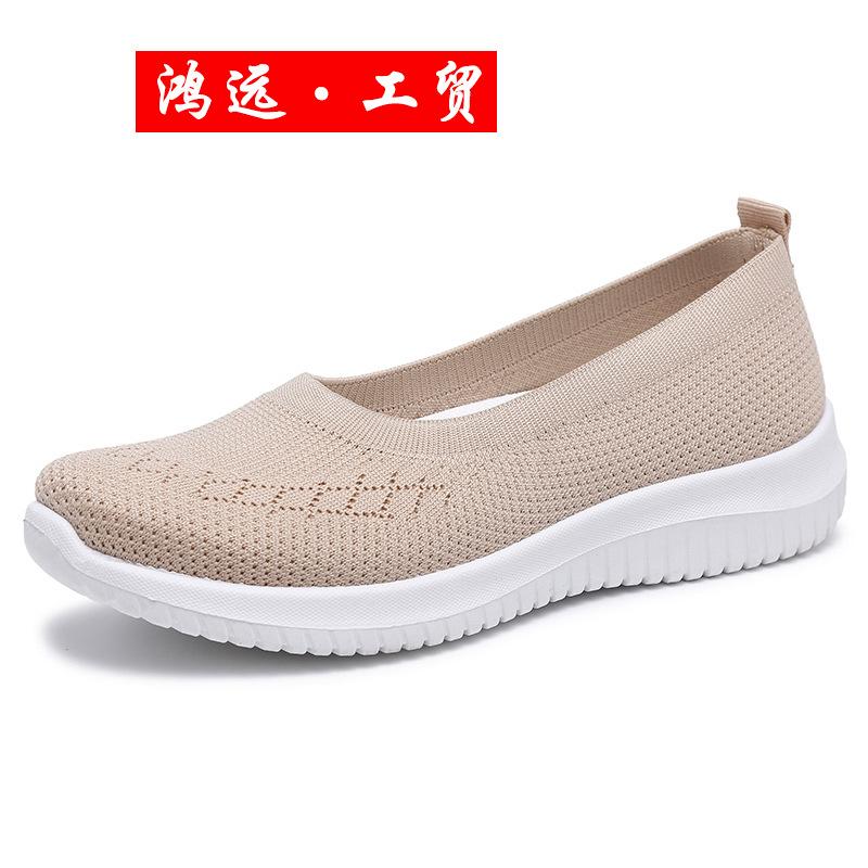 2025 new old Beijing cloth shoes women's foreign trade flat-soled fly-woven shoes women's spring and autumn one-pedal middle-aged and elderly mother s