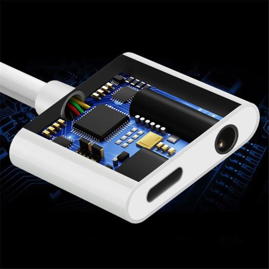 2 in 1 Jack Headphone Adapter Dual-Port 3.5mm Charge Cable for iPhone X/8/7
