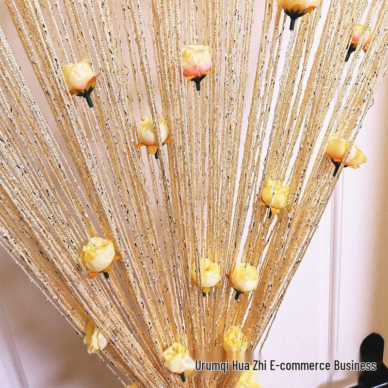 

Трансграничная розовая нитяная штора с серебряной нитью - Зашифрованная цветочная перегородка (1*2) для Дверных проемов 1m Wide x 2m High (Rod Insert)