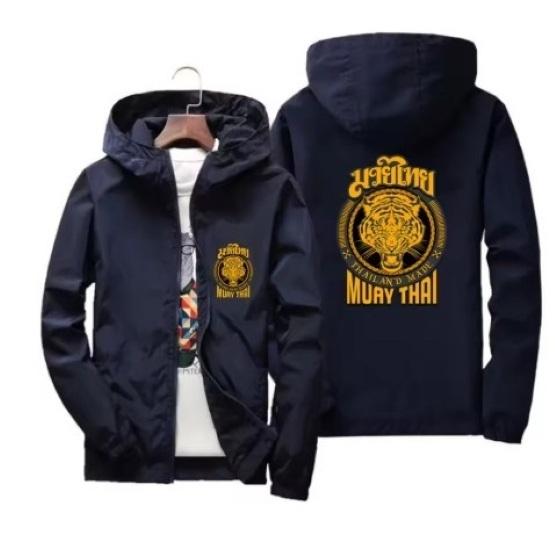 Kickboxing Boxing Tiger Muay Thai  MMA UFC Jacket Hood Sweatshirt Long Sleeve Unisex Men Women Zip Polyester Workout Print Training