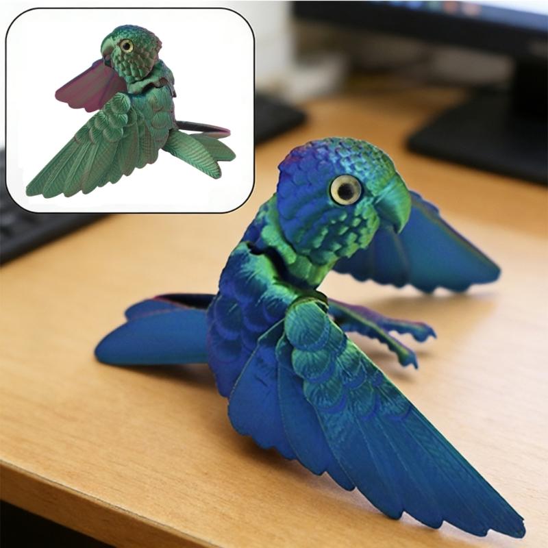 Flexible Joints Articulated Parrots Fidgety Toy Desktop Decors 3D Printed Parrots,Realistic Parrots Statue Home Decors