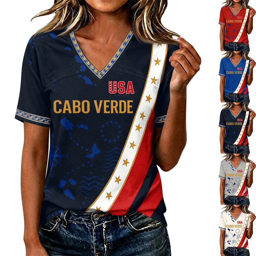 T-shirt casual da donna con stampa di lettere a maniche corte per l'uso quotidiano