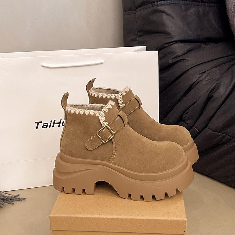 Retro thick-soled heightening boots women's 2025 autumn new versatile and thin short boots British wind locomotive Martin boots