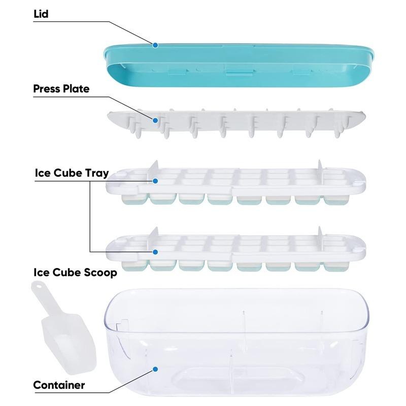 Press Type Silicone Ice Cube Maker 2 In 1 Ice Cube Ice Tray Making Mould Box Sets Creative Kitchen Gadgets Summer Cold Drink DIY