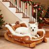 Sleigh Bed For Dogs Warm Christmas Pet Sofa Holiday Winter Dog Nest For Pet Parents Animal Lovers Cold Weather Home Office